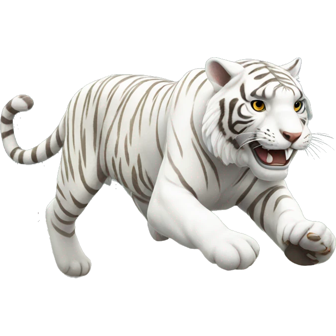 3 white tiger running to the left emoji