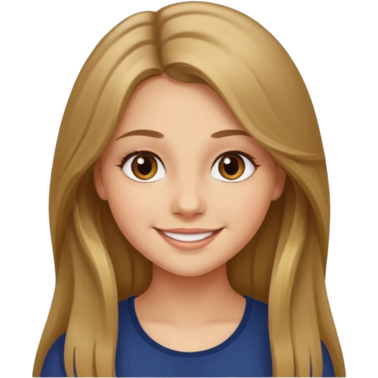 create a girl with dark blond long hair, hazel eyes and beautiful smile emoji