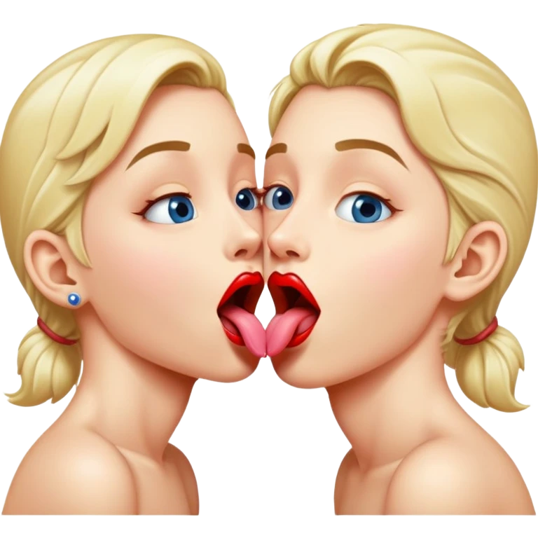 Twins kissing tongue emoji