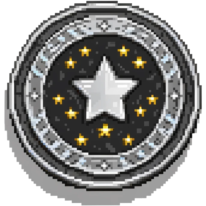 silver coin with stars circling around it emoji