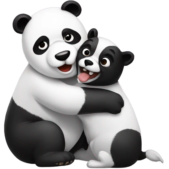 Panda wrestling a dog emoji