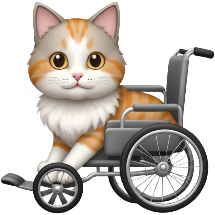 cat in a wheelchair designed for cats emoji