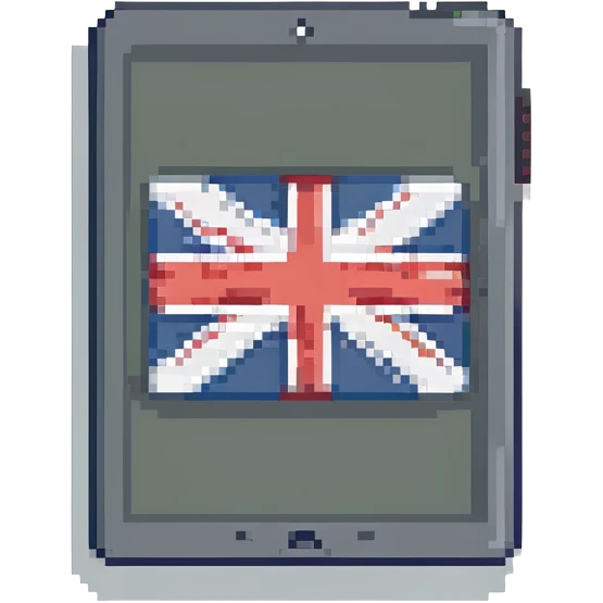 iPad tablet with English flag emoji
