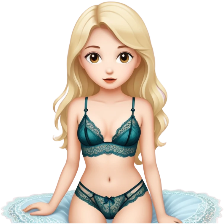 Young girl in lingerie set  emoji