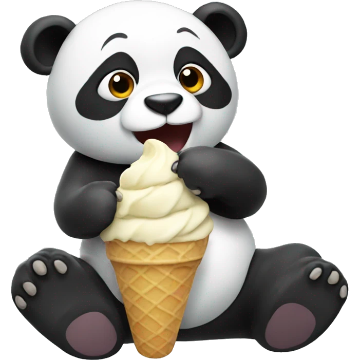 Panda eating ice cream emoji