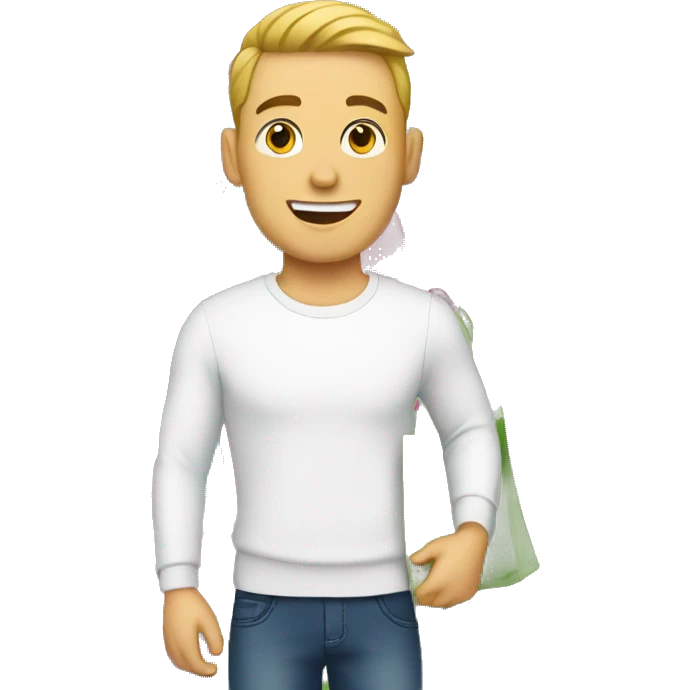 White Gay guy with shopping bags emoji