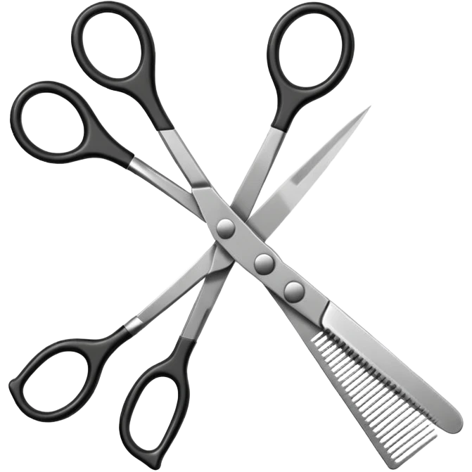 barber shop, scissors, comb. emoji