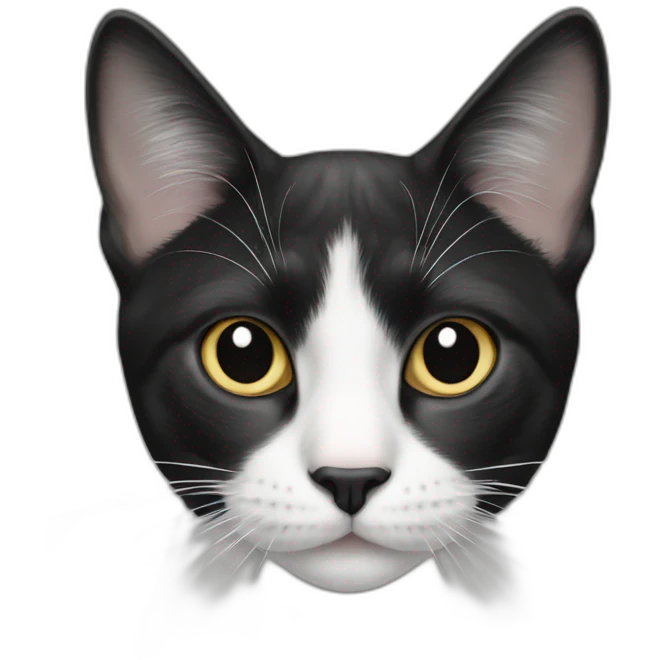 Black and white cat with black dot above nose emoji