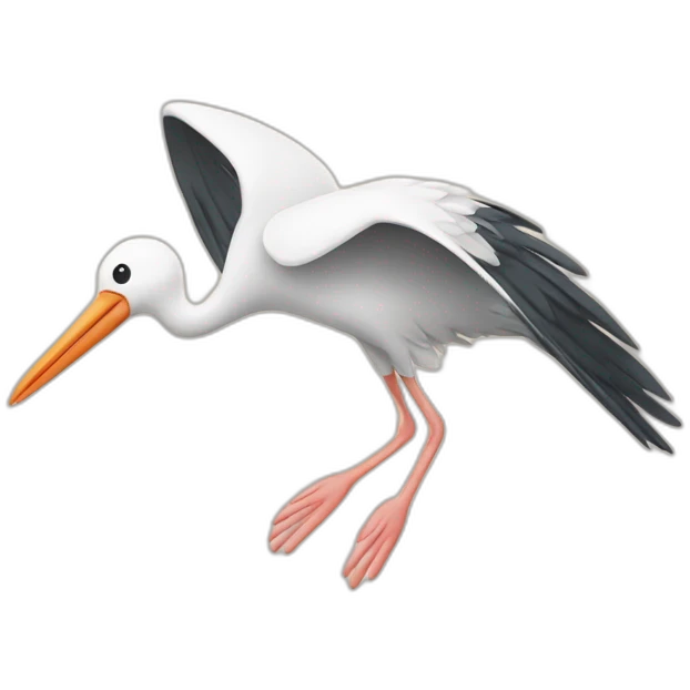 Stork flying, carrying human baby in wraps on beak emoji