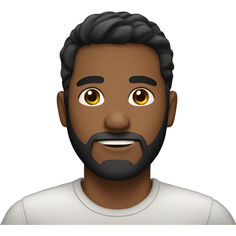 man with brown skin, short black hair and  beard emoji