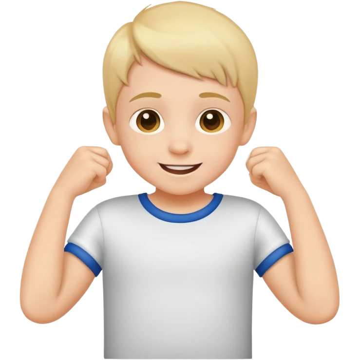 child dressing themselves, putting on a shirt, cheerful and independent emoji
