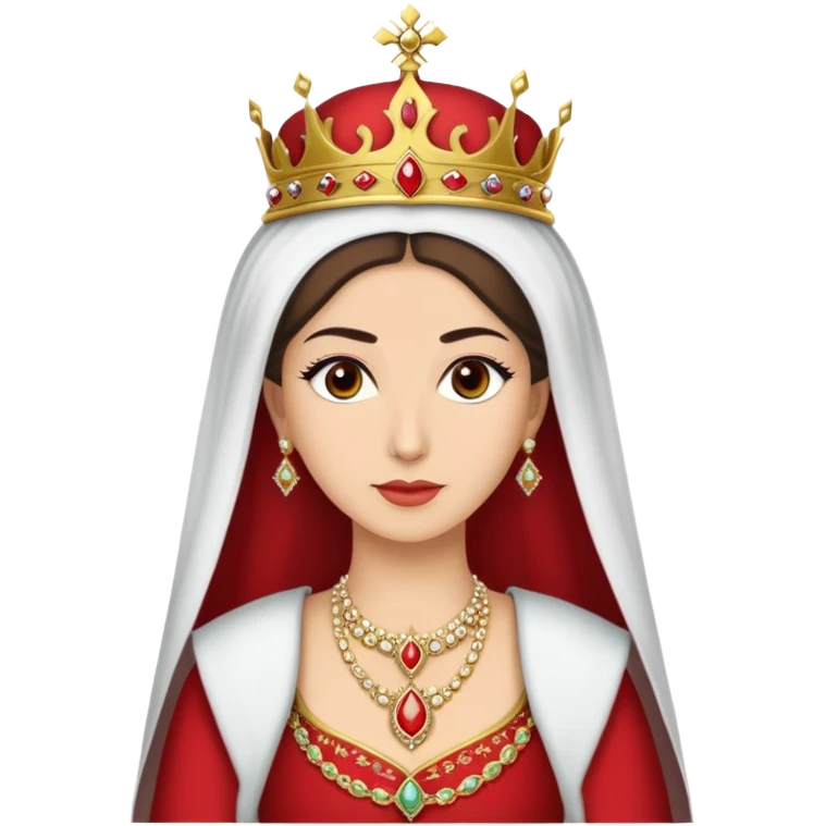 Ottoman queen with red dress and crown, imperial Turkish royal attire emoji