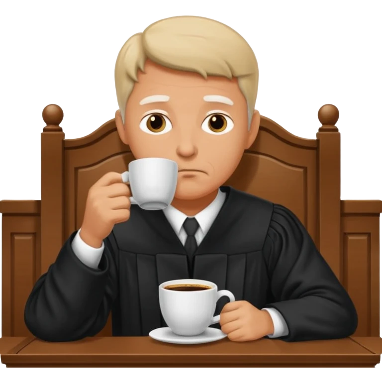 Sleepy judge sipping coffee in court emoji