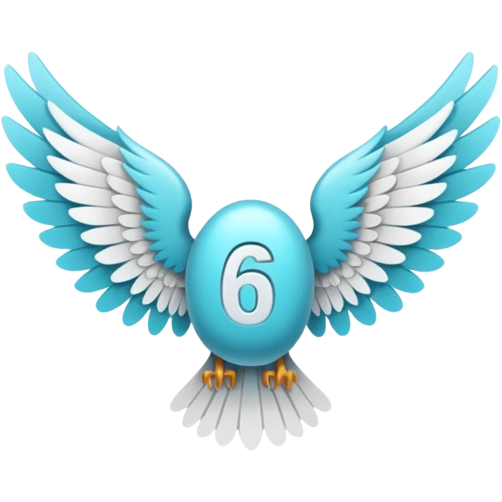 Number cyan 67 with white wings  emoji