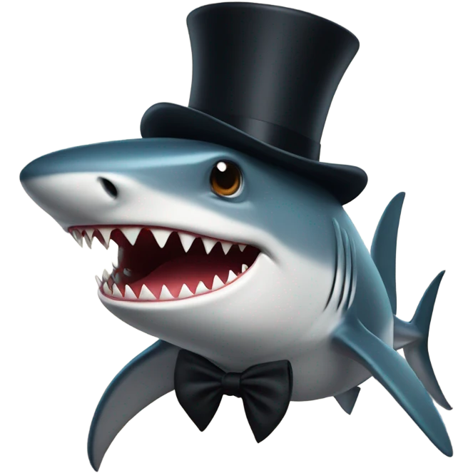 Shark with a top hat emoji