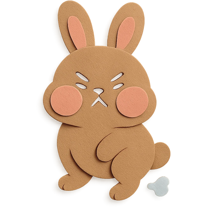 mocha-colored bunny puffing its cheeks and stamping its foot emoji