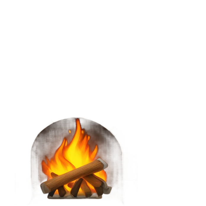Fireplace logs with flame emoji