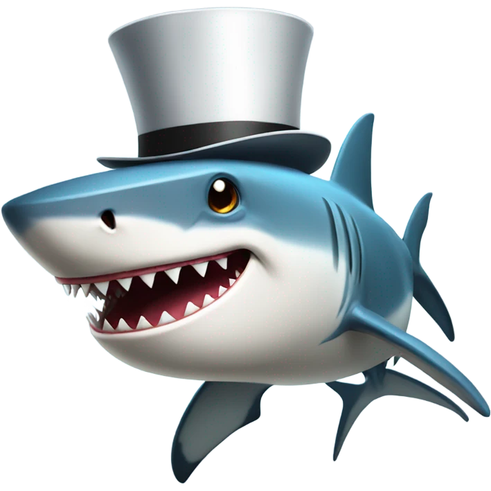 Shark with a top hat emoji