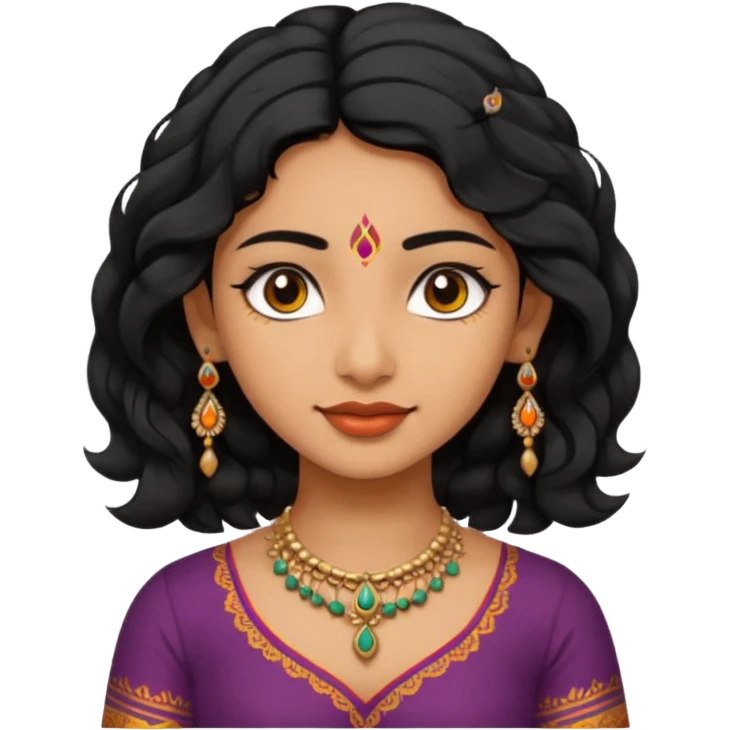 Indian fat girl south Indian wavy short black hair tan darker skin emoji