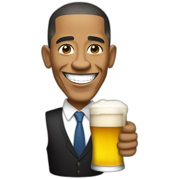 Barack Obama with a beer emoji