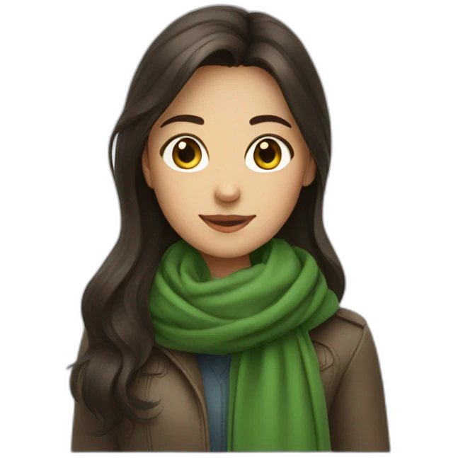 À brunette girl with a Green scarf emoji