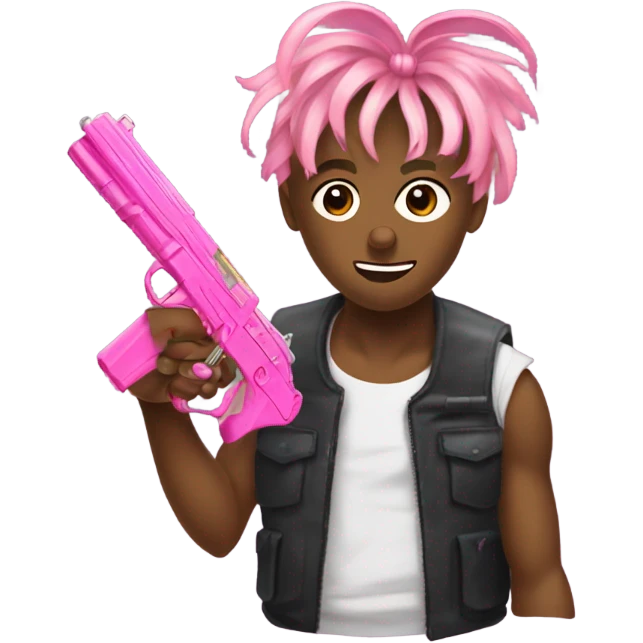 Juice WRLD holding a pink gun with pink bows in hair  emoji