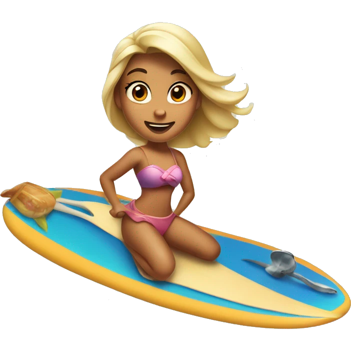 Disney princess with a surfboard and frying pan emoji