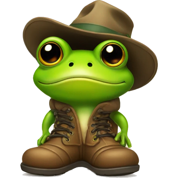 Frog wearing boots and hat emoji