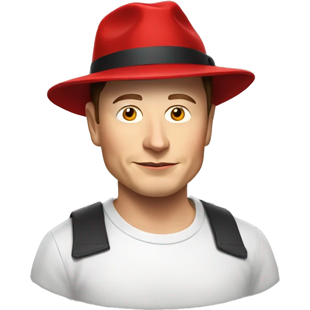 Elon musk with red hat emoji