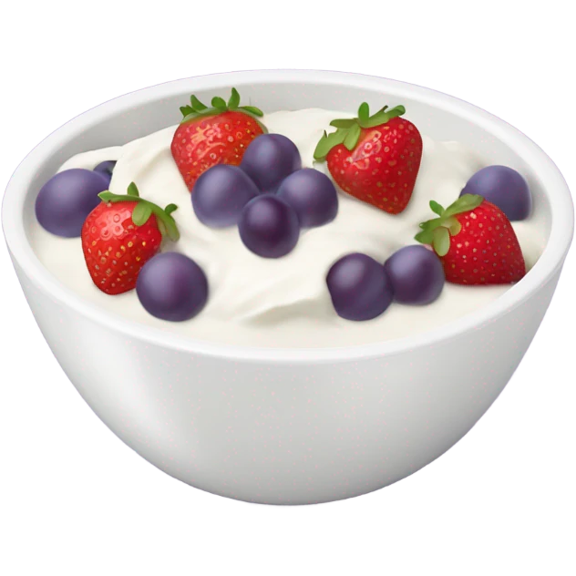 fruit yogurt bowl with strawberries and grapes emoji