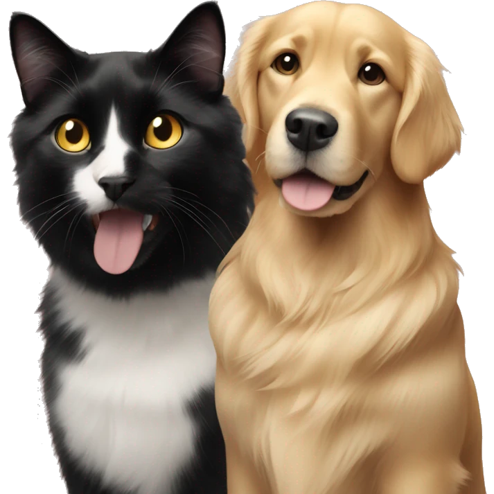 Black cat and golden retriever  emoji