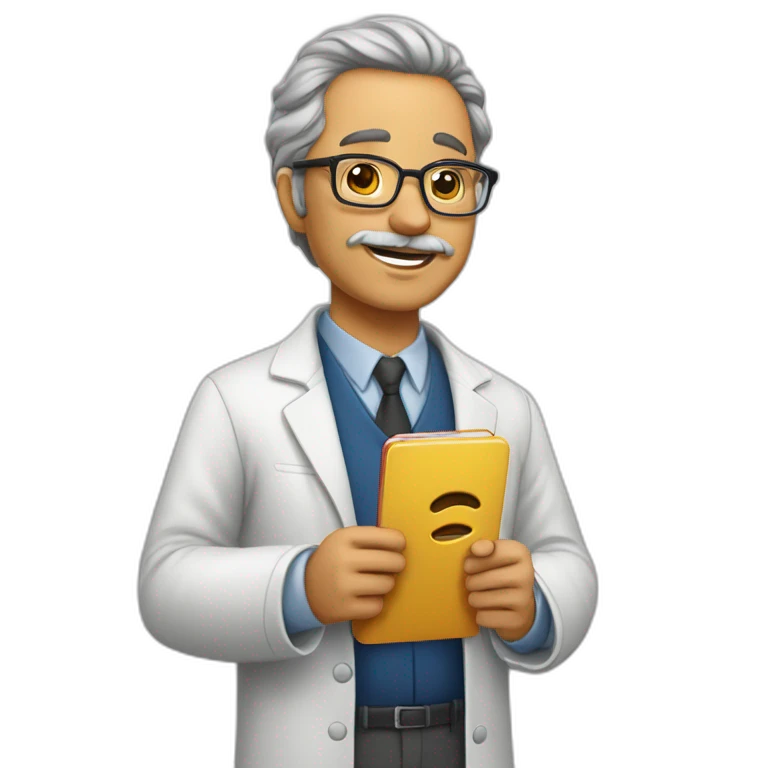 professor segurando nas mãos um iphone emoji
