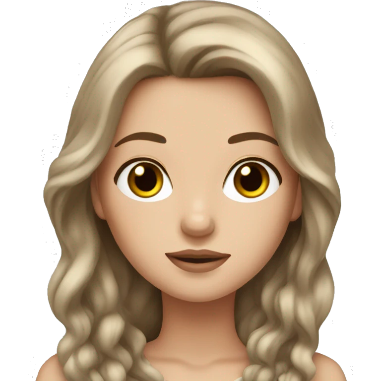 white girl with long brown hair and long lashes emoji