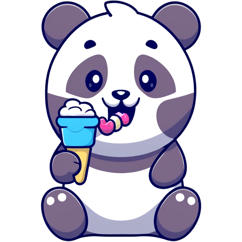 Panda eating ice cream emoji