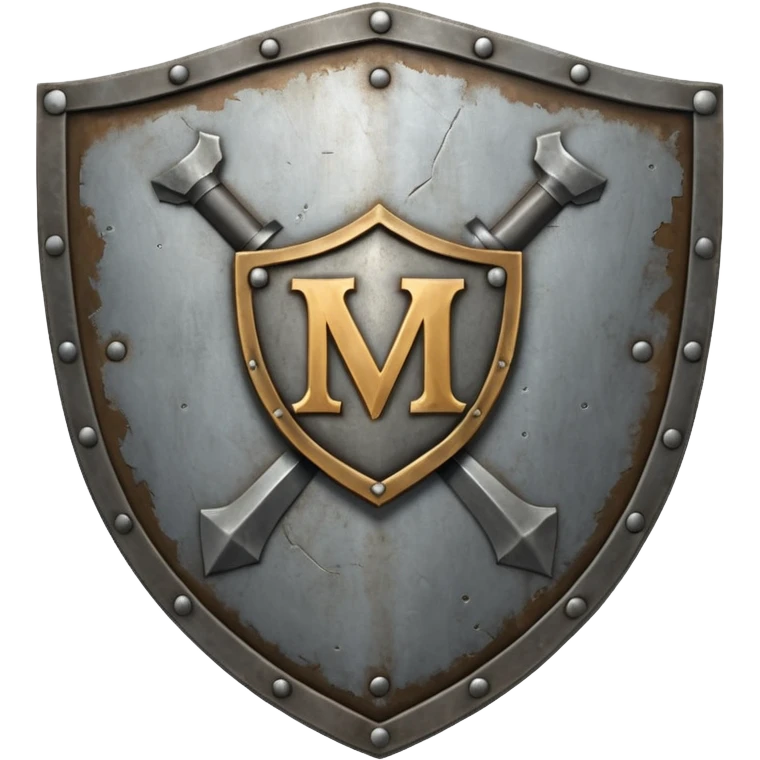 a battle worn steel shield with engraved roman numerals for 30, the roman numerals should be prominante and in the center of the shield emoji
