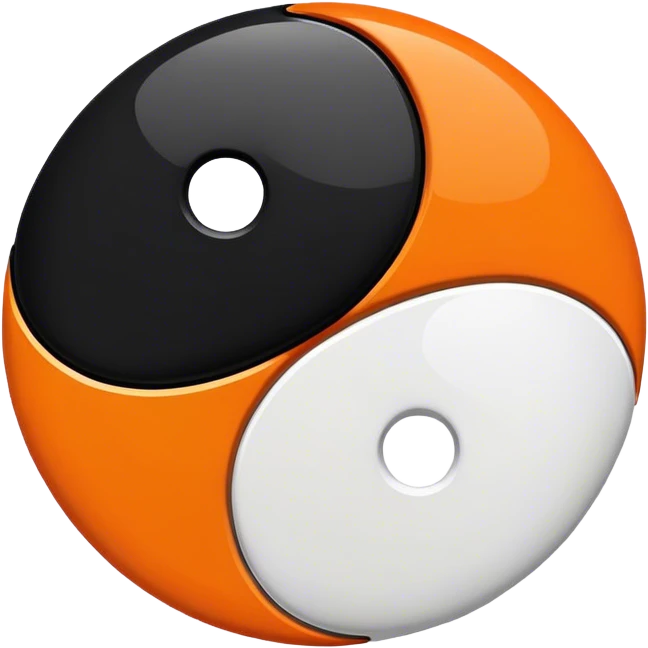 Orange and black ying yang emoji