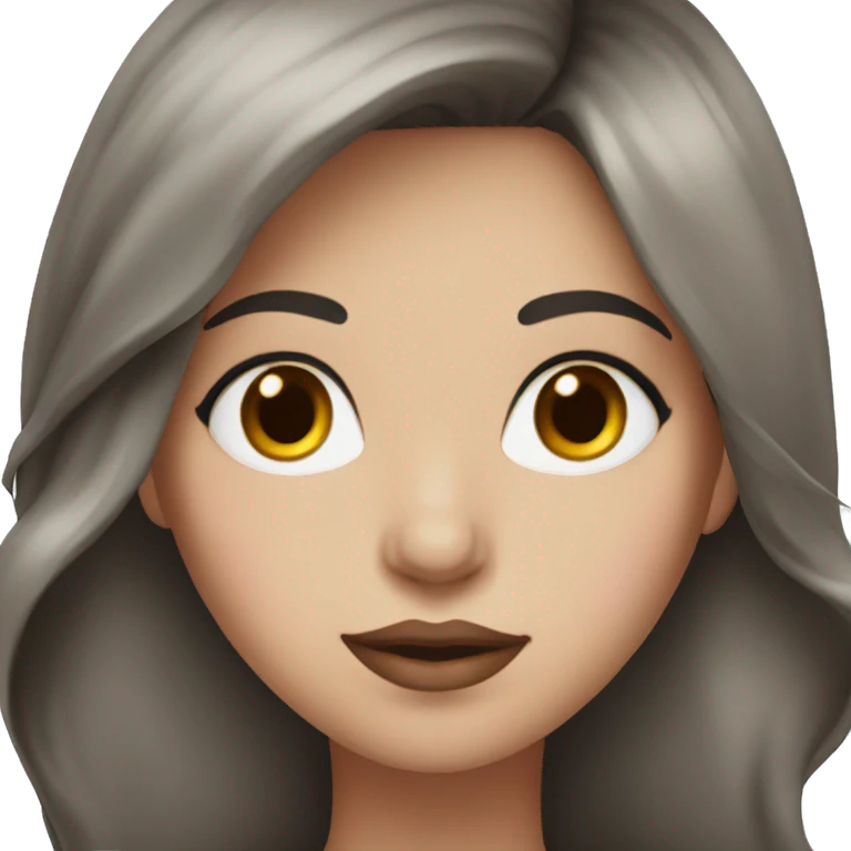 White brunette with brown eyes and pink lips emoji