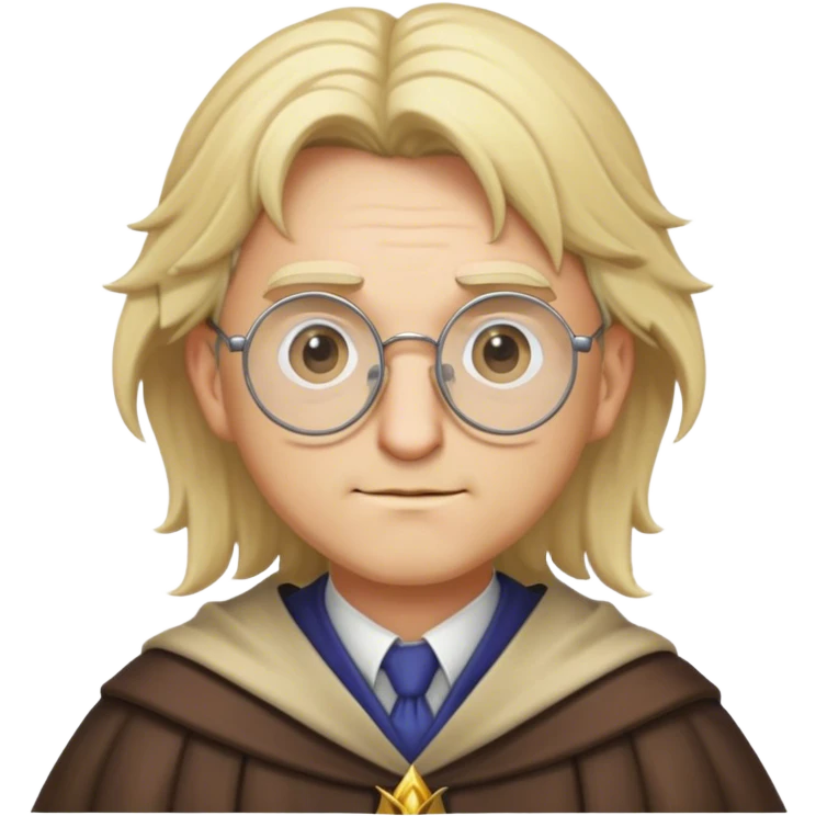 blonde male hair round glasses framing scholarly wizard face with sharp features
 emoji