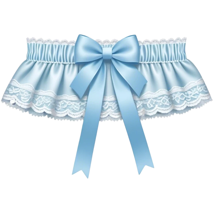 White lace bridal garter with a pale blue bow, isolated emoji