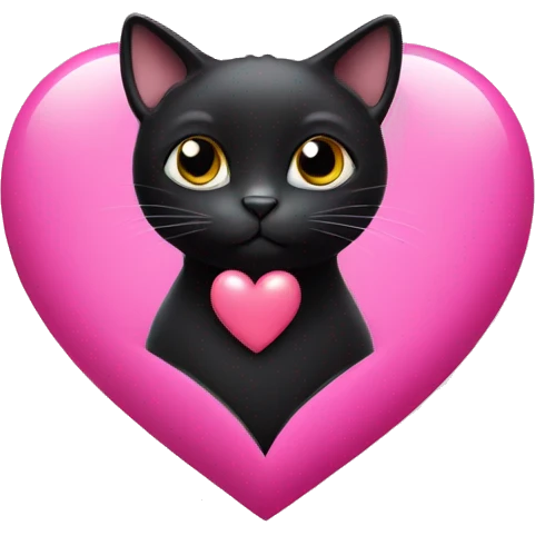 A black cat within a pink heart  emoji