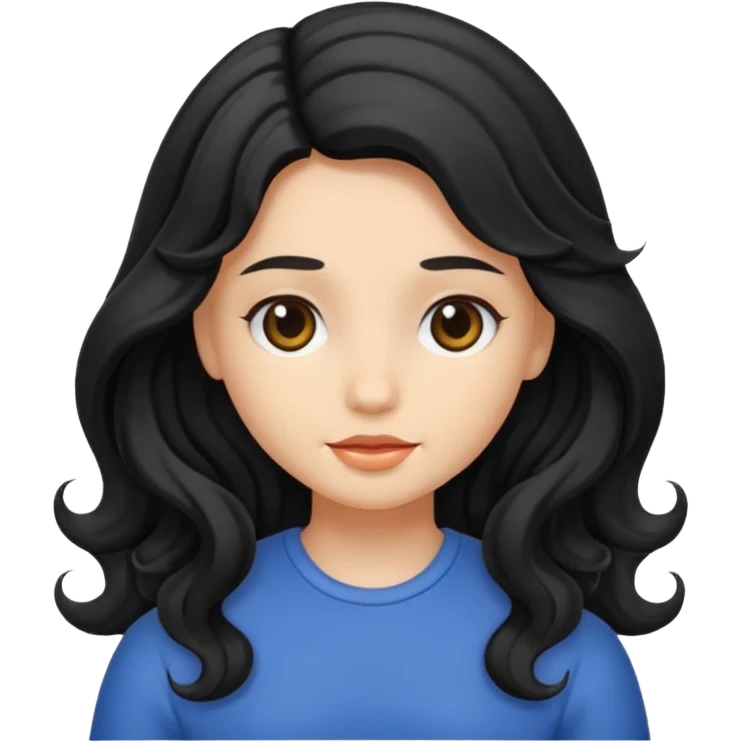 Girl with black wavy not so long hair emoji