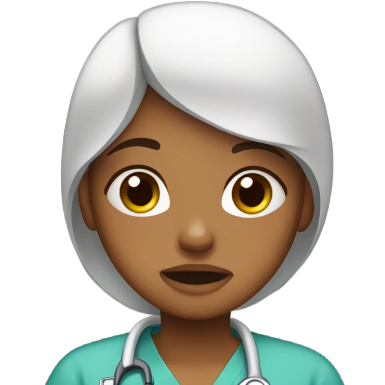 Girl in scrubs crying emoji