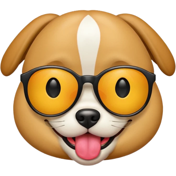 Create a  circle dog emoji  sticking its tongue out with sunglasses on emoji