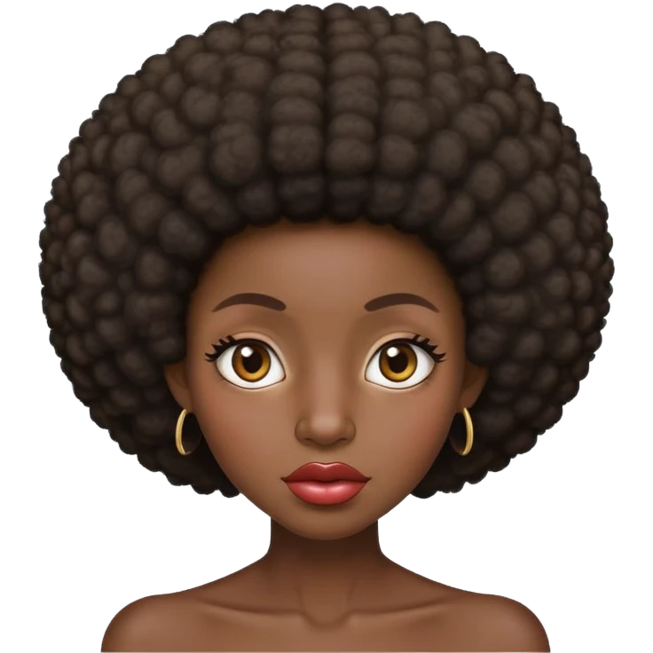 Dark dark skin Afro skinny eyes big lips big ears emoji