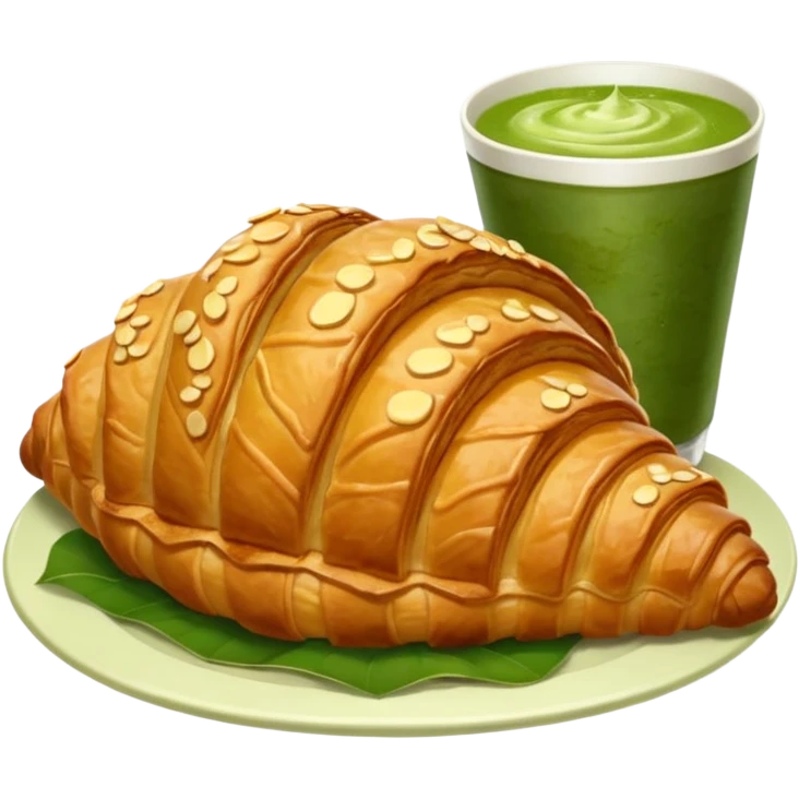 Giant Croissant with a coup of matcha and rasberry emoji