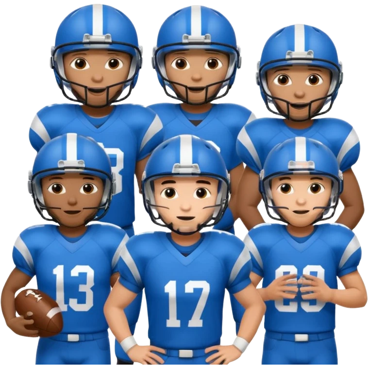 football guys team mixed race blue with helmet white black Hispanic  African  emoji