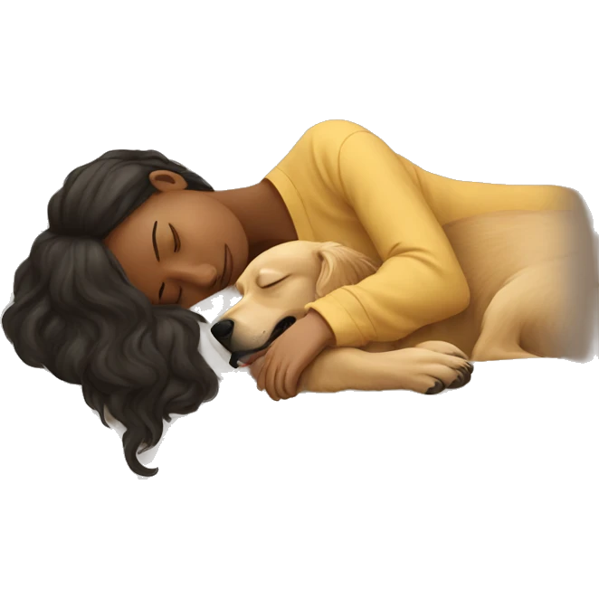 woman asleep with golden retriever  emoji