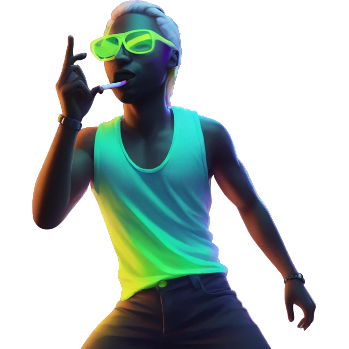 Rave party dancing neon smoking emoji