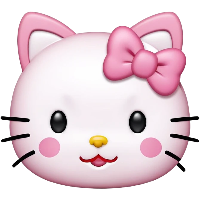 Hello kitty face with a peace sigh at the side of her head doing a wink emoji