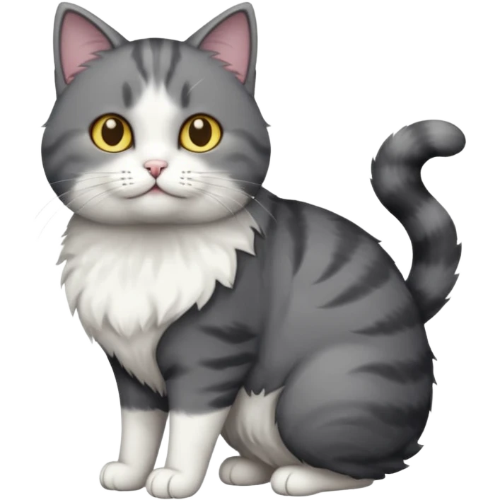 full body large short hair dark grey and white cat emoji
